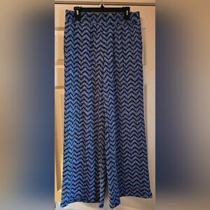 Cato Black and Blue Chevron Wide-Leg Pants